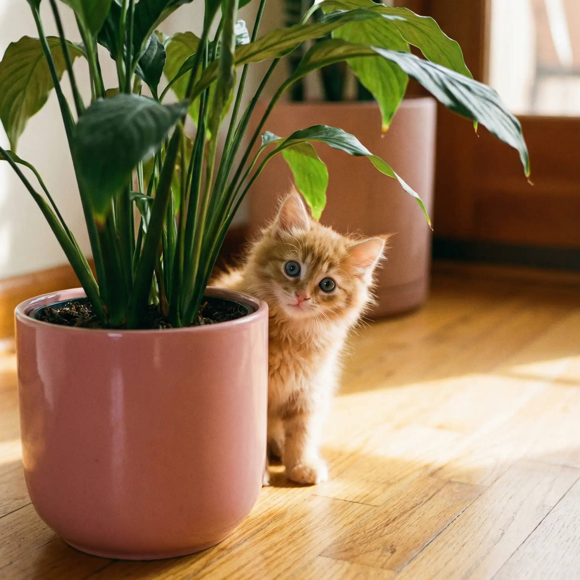 小猫从花盆后探头 - 菜月安娜